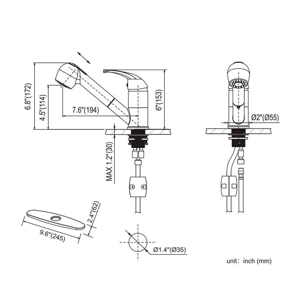 17 2310501Q WOWOW Single Handle Pull Out Sprayer Kitchen Faucet 4