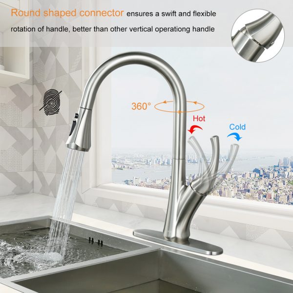 iVIGA Magnetic Docking Kitchen Faucets With Pull Down Sprayer, Brushed Nickel Stainless Steel High Arc Kitchen Sink Faucet