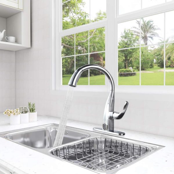 4 2311701C WOWOW Gooseneck Kitchen Faucet Chrome 2