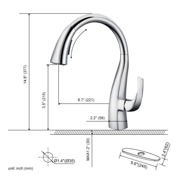 4 2311701C WOWOW Gooseneck Kitchen Faucet Chrome 3