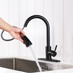 iVIGA Black RV Kitchen Faucet with Pull Down Sprayer,  360 Swivel Stainless Steel Single Handle Kitchen Faucets with Deck Plate - Bathroom Faucets - 2