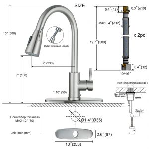 iVIGA 360 Degree Swivel Modern Brushed Nickel High Arc Kitchen Faucet with Pull Out Sprayer - Kitchen Faucets - 4