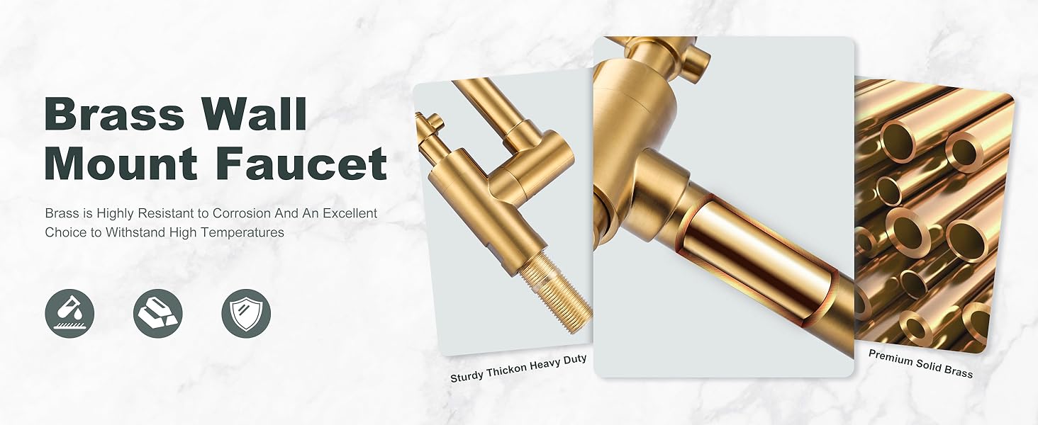 iVIGA Golden Pot Filler Kitchen Faucet with Two Handles, Wall Mount Folding Stretchable Kitchen Sink Faucet - Kitchen Faucets - 5