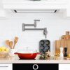 iviga wall mount brushed nickel pot filler faucet over stove
