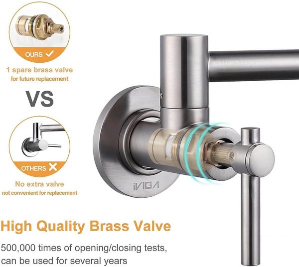 iviga wall mount brushed nickel pot filler faucet over stove