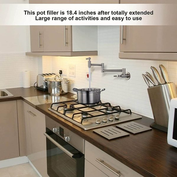 iviga wall mount brushed nickel pot filler faucet over stove