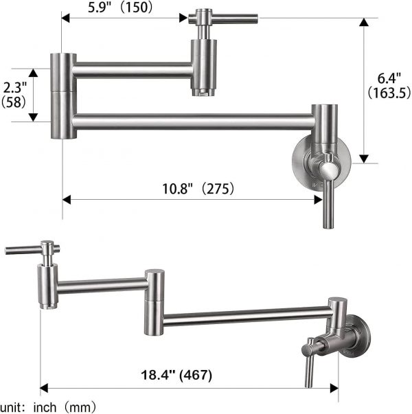 iviga wall mount brushed nickel pot filler faucet over stove