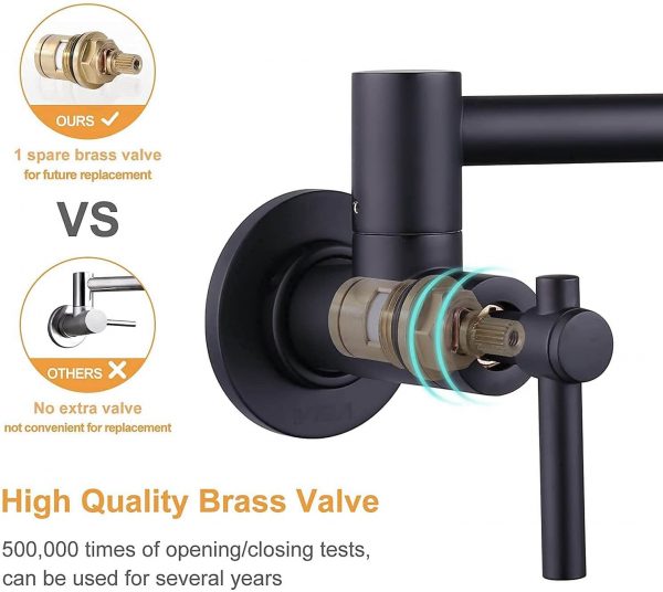 iviga wall mount matte black pot filler faucet above stove