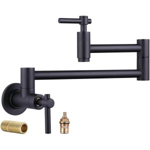 iVIGA Wall Mount Matte Black Pot Filler Faucet Above Stove