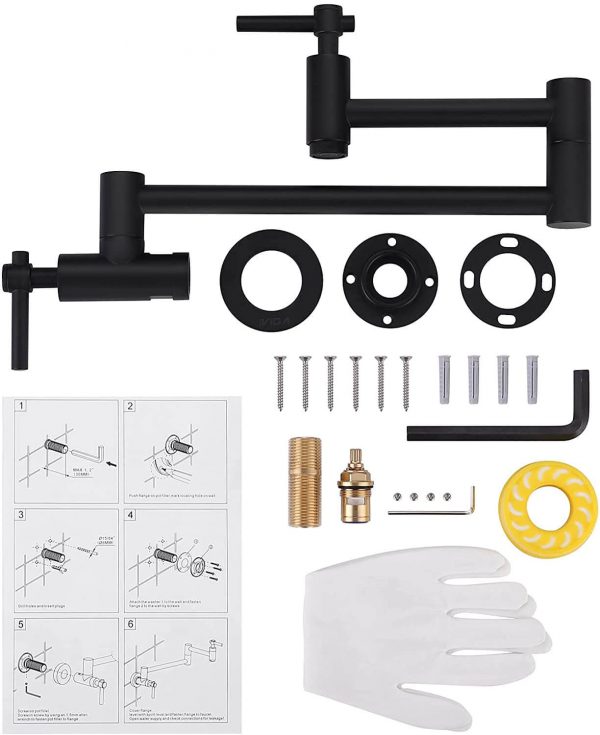 iviga wall mount matte black pot filler faucet above stove