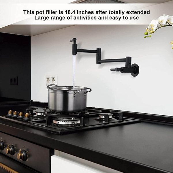 iviga wall mount matte black pot filler faucet above stove