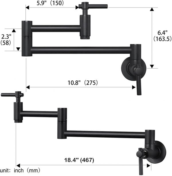 iviga wall mount matte black pot filler faucet above stove