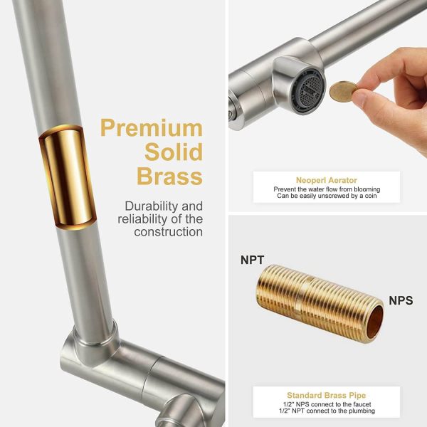 iviga brushed nickel wall mount pot filler faucet over stove