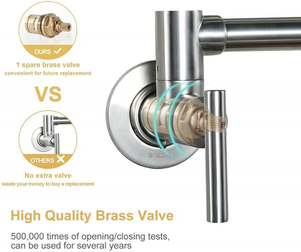 iviga brushed nickel wall mount pot filler faucet over stove