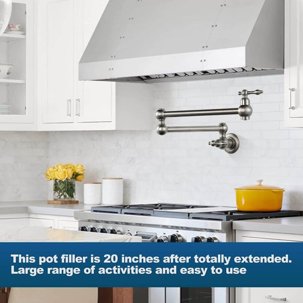 iviga brushed nickel wall mount pot filler folding kitchen faucet over stove 8 1