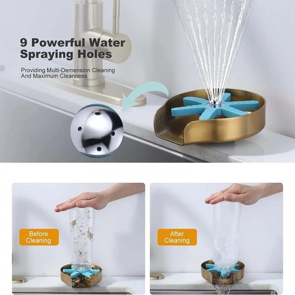 iviga metal faucet glass rinser bottle washer for kitchen sink brushed gold 4