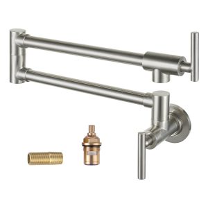 iVIGA Brushed Nickel Wall Mount Pot Filler Faucet Over Stove