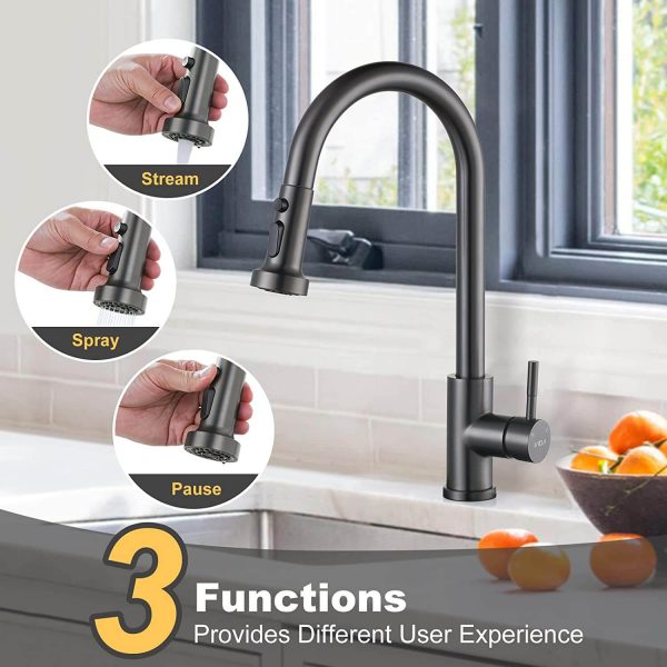 iviga black stainless kitchen faucet with pull down sprayer