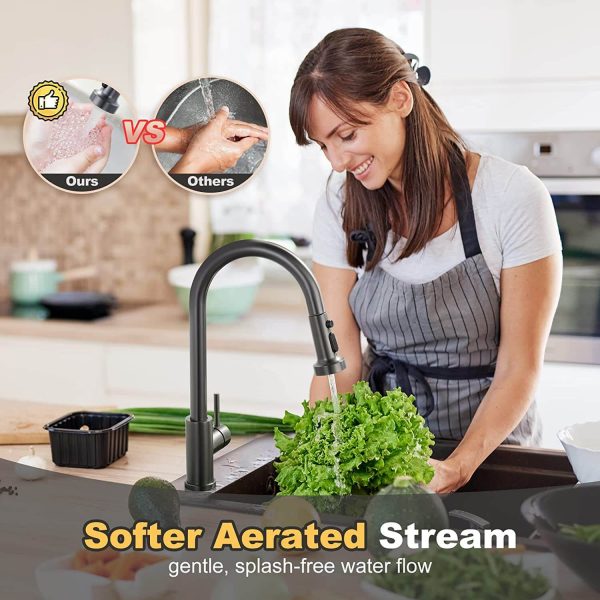 iviga black stainless kitchen faucet with pull down sprayer