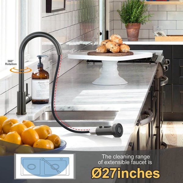 iviga black stainless kitchen faucet with pull down sprayer