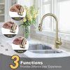 iviga brushed gold pull down kitchen faucet