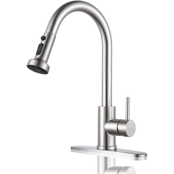 iviga brushed nickel single handle pull down kitchen faucet
