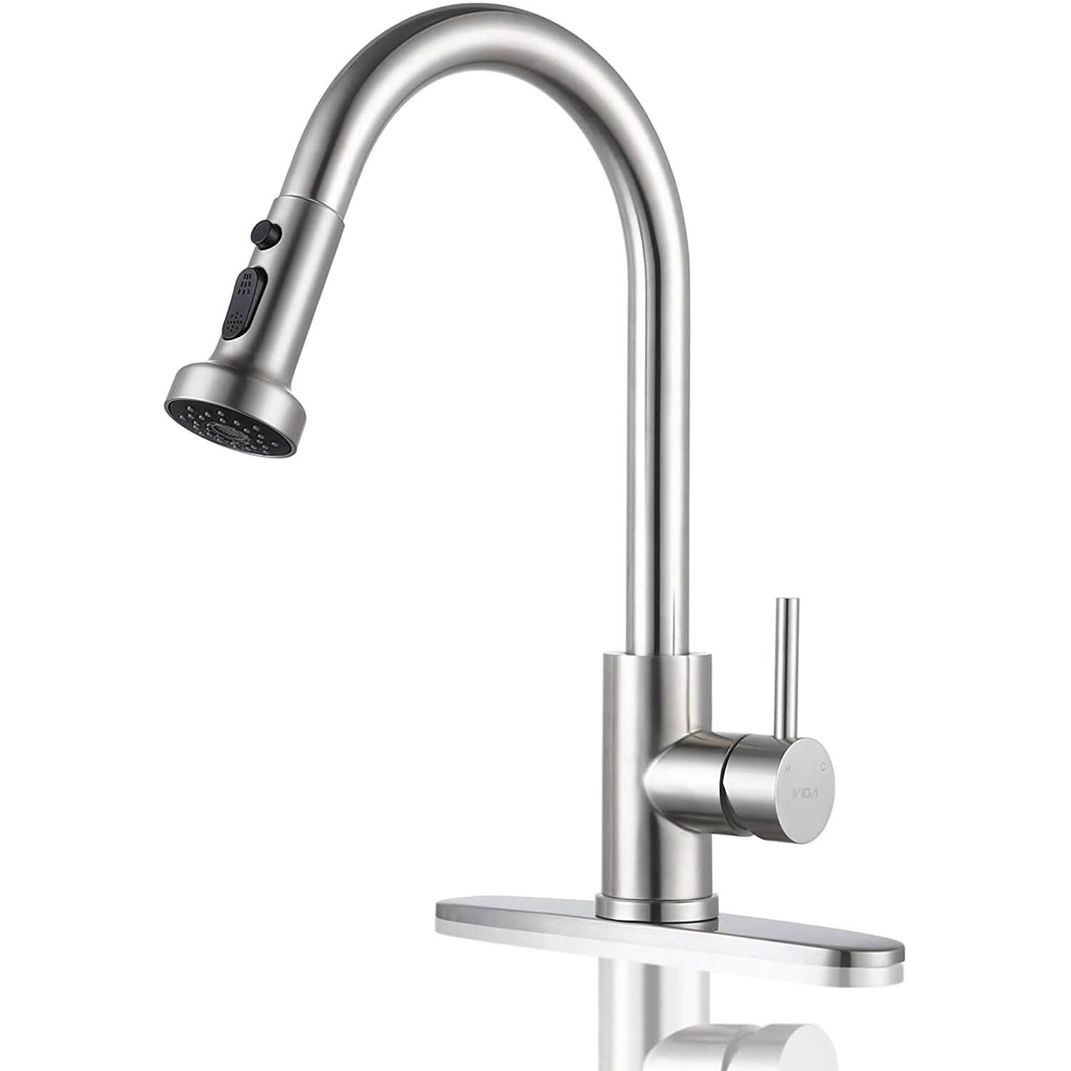 Kablle Bathroom Sink Faucet With Pull Down Sprayer, Chrome Single Handle Pull Out Faucet With Pop-Up Drain, 1 Or 3 Hole Laundry Bar Basin Faucet With Deck Plate, KBL-7002C-CL