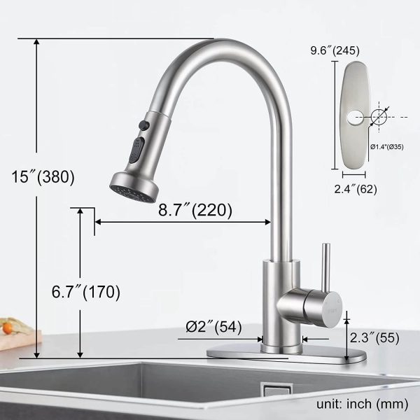 iviga brushed nickel single handle pull down kitchen faucet