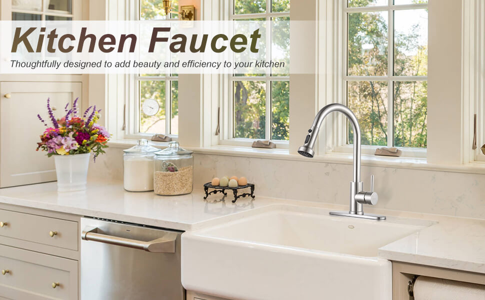 iviga brushed nickel single handle pull down kitchen faucet