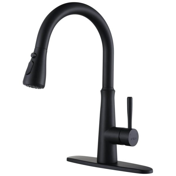 iviga matte black kitchen sink faucet with pull down sprayer