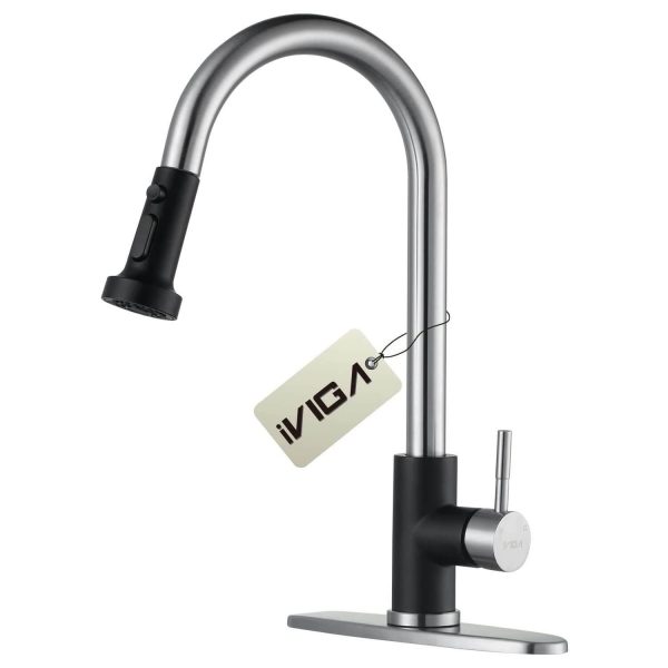 iviga black brushed nickel kitchen faucet with pull down sprayer
