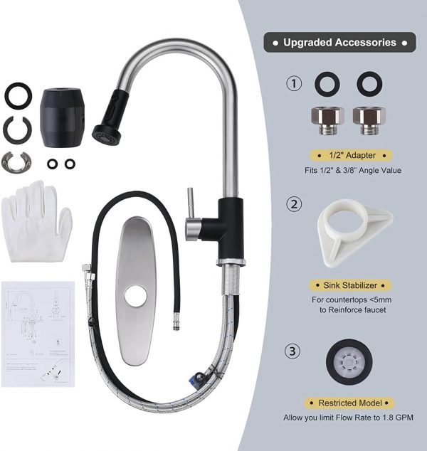 iviga black brushed nickel kitchen faucet with pull down sprayer