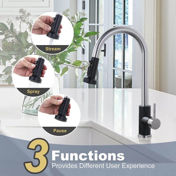 iviga black brushed nickel kitchen faucet with pull down sprayer