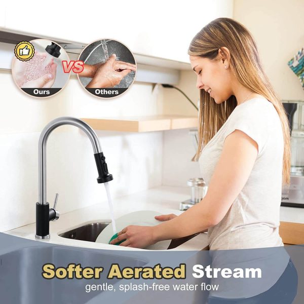 iviga black brushed nickel kitchen faucet with pull down sprayer