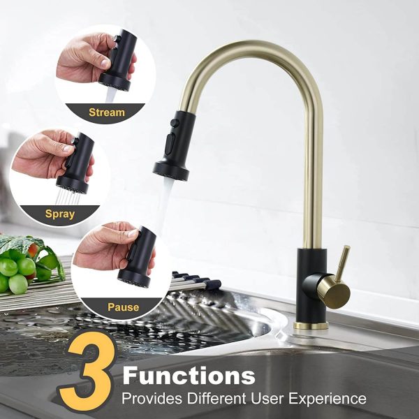iviga gold and black kitchen faucet with pull down sprayer