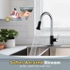 iviga single handle black chrome pull down kitchen faucet