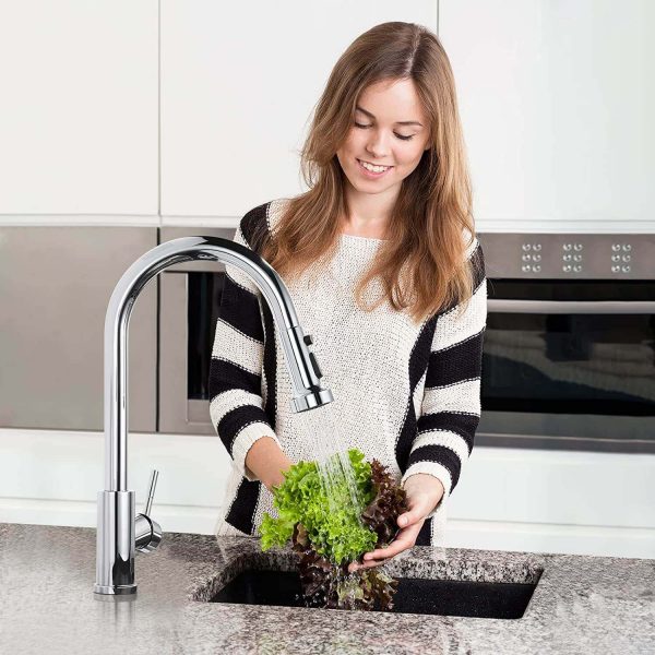 iviga single handle chrome kitchen faucet with pull down sprayer