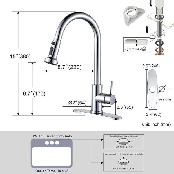 iviga single handle chrome kitchen faucet with pull down sprayer