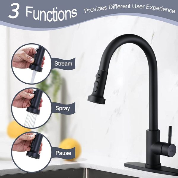 iviga single handle matte black pull down kitchen faucet