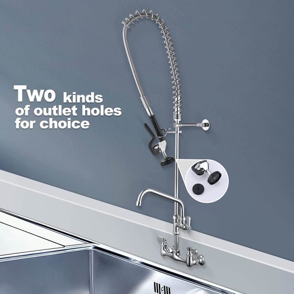 iviga wall mount commercial kitchen faucet with pre rinse sprayer