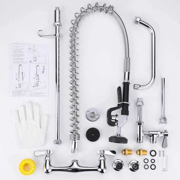 iviga wall mount commercial kitchen faucet with pre rinse sprayer