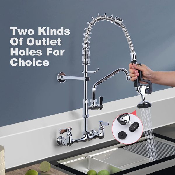 Wall Mount Kitchen Faucet With Details about   Mstjry Commercial Faucet With Pre Rinse Sprayer 