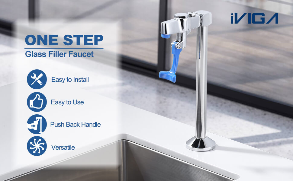 iVIGA Deck Mount Glass Filler Faucet for Commercial Hotel Restaurant Bar Dining Hall - Glass Rinser - 2