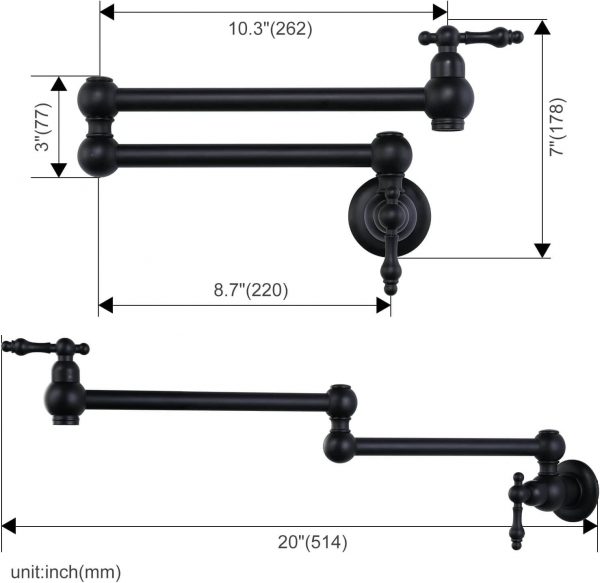 iviga matte black pot filler kitchen folding faucet