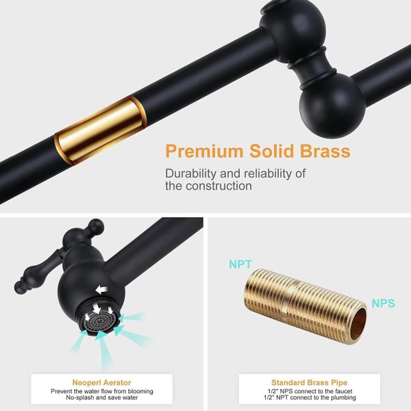 iviga matte black pot filler kitchen folding faucet