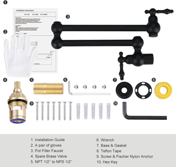 iviga matte black pot filler kitchen folding faucet