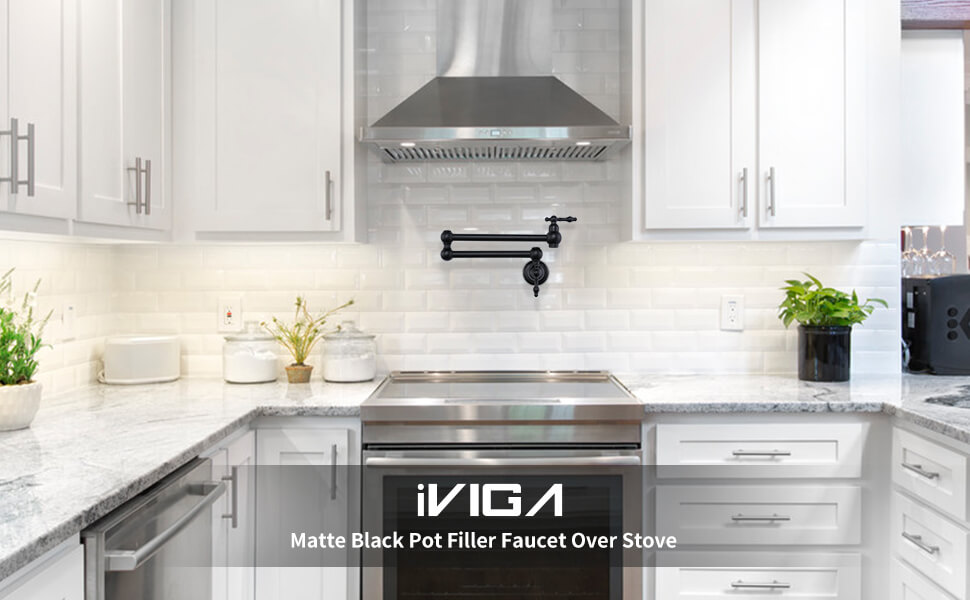 iviga matte black pot filler kitchen folding faucet