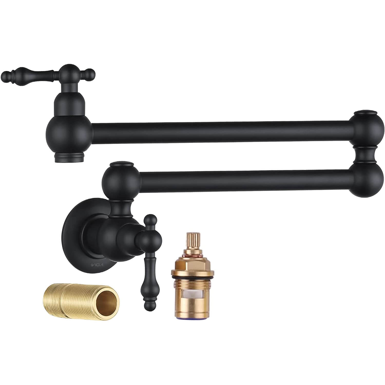 iVIGA Oil Rubbed Bronze Pot Filler Kitchen Folding Faucet with Double Joint Swing Arm