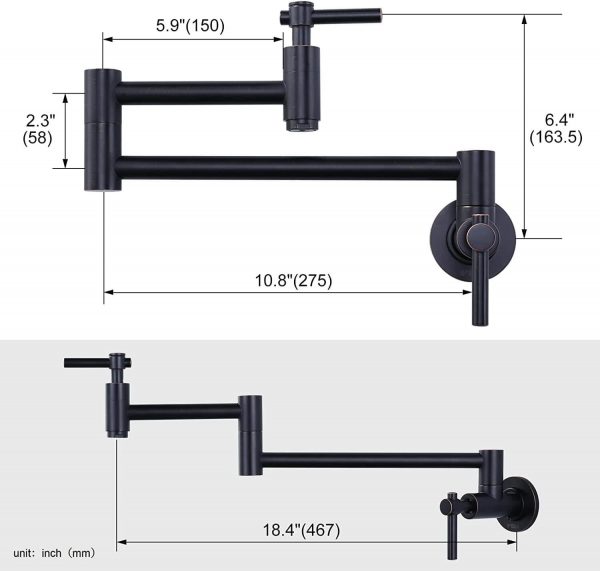 iviga wall mount oil rubbed bronze pot filler faucet
