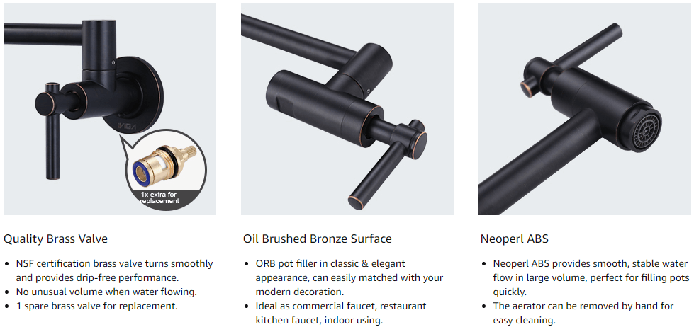 iviga wall mount oil rubbed bronze pot filler faucet